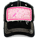 4350 DISTRICT : T13 | HOPE Front-raised Hope with Breast Cancel Awareness Pink Ribbon Design Vintage Baseball Cap