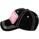 4350 DISTRICT : T13 | HOPE Front-raised Hope with Breast Cancel Awareness Pink Ribbon Design Vintage Baseball Cap