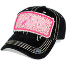 4350 DISTRICT : T13 | HOPE Front-raised Hope with Breast Cancel Awareness Pink Ribbon Design Vintage Baseball Cap