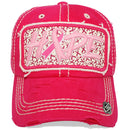 4350 DISTRICT : T13 | HOPE Front-raised Hope with Breast Cancel Awareness Pink Ribbon Design Vintage Baseball Cap