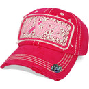 4350 DISTRICT : T13 | HOPE Front-raised Hope with Breast Cancel Awareness Pink Ribbon Design Vintage Baseball Cap