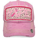 4350 DISTRICT : T13 | HOPE Front-raised Hope with Breast Cancel Awareness Pink Ribbon Design Vintage Baseball Cap