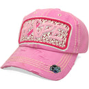 4350 DISTRICT : T13 | HOPE Front-raised Hope with Breast Cancel Awareness Pink Ribbon Design Vintage Baseball Cap