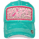 4350 DISTRICT : T13 | HOPE Front-raised Hope with Breast Cancel Awareness Pink Ribbon Design Vintage Baseball Cap