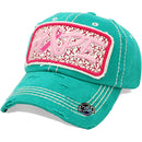 4350 DISTRICT : T13 | HOPE Front-raised Hope with Breast Cancel Awareness Pink Ribbon Design Vintage Baseball Cap