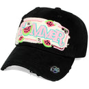 4350 DISTRICT : T13 | Summer Front-raised Verbiage with Watermelon Embroidery Design Vintage Baseball Cap