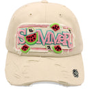 4350 DISTRICT : T13 | Summer Front-raised Verbiage with Watermelon Embroidery Design Vintage Baseball Cap