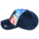 4350 DISTRICT : T13 | WILD AND FREE Front-raised Verbiage with Vintage USA Flag Sublimation Design Vintage Baseball Cap