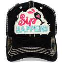 4350 DISTRICT : T13 | SIP Happens Front-raised Verbiage Design Vintage Baseball Cap