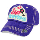 4350 DISTRICT : T13 | SIP Happens Front-raised Verbiage Design Vintage Baseball Cap
