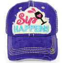 4350 DISTRICT : T13 | SIP Happens Front-raised Verbiage Design Vintage Baseball Cap