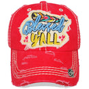 4350 DISTRICT : T13 | Blessed Y'all Verbiage Design with Oxford Fabric Patch Design Vintage Baseball Cap